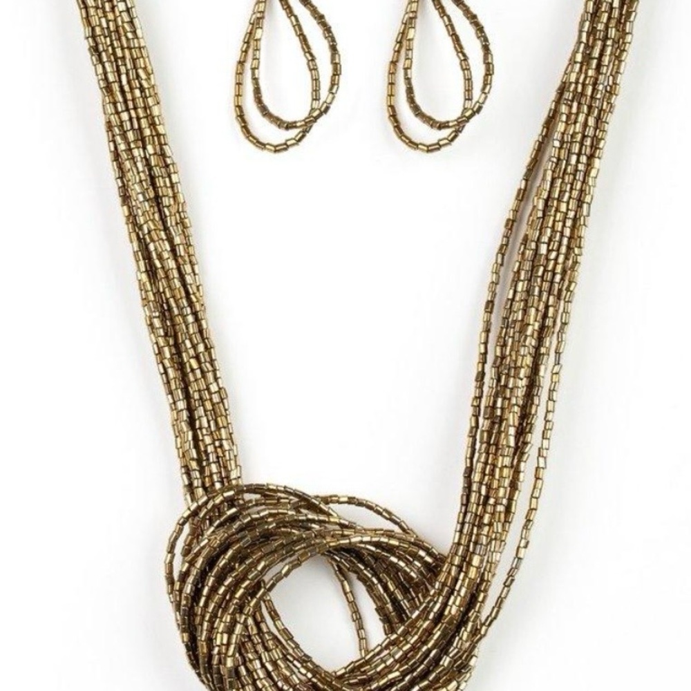 Paparazzi Elegant Gold Beaded Necklace Set